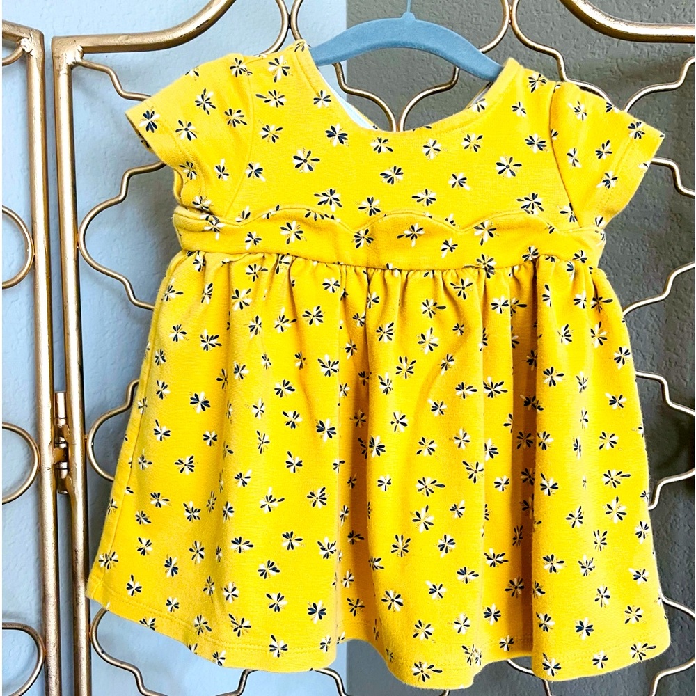 Savannah Baby Girl Size 4T Cotton Blend Short Sleeve Goldenrod Floral Dress